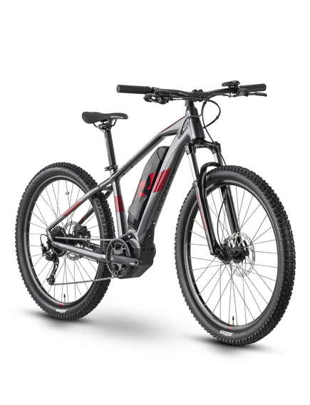 Bicicleta Electrica Raymon HardRay E 3.0 - 27.5 Inch, S, Gri-Rosu, Marime produs: S, Dimensiune roata produs: 27.5 inch