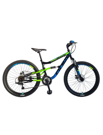 Bicicleta Mtb Polar Flash Full Suspension - 26 inch, Negru-Albastru-Verde