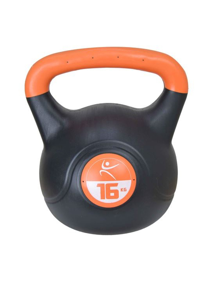 Kettlebell Vinil - 16 Kg, Negru-Portocaliu